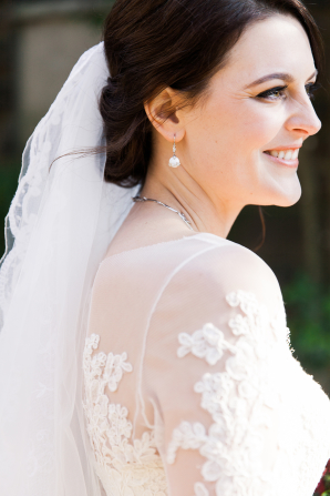 Bride in Lace Gown with Sleeves