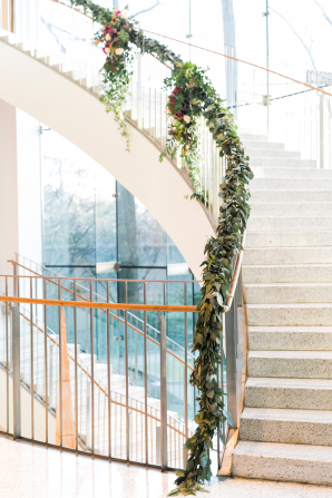 Garland on Staircase at Wedding
