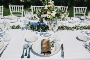 Gold Green and White Outdoor Wedding
