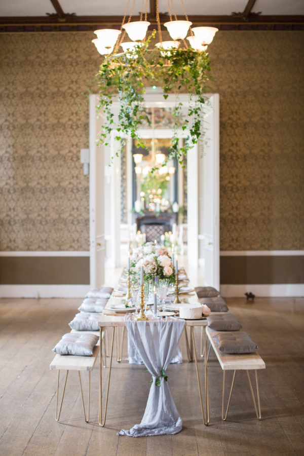 Green and Dove Gray Wedding Table
