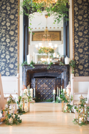 Mantel and Lanterns with Greenery