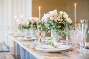 Peony Centerpiece and Taper Candles