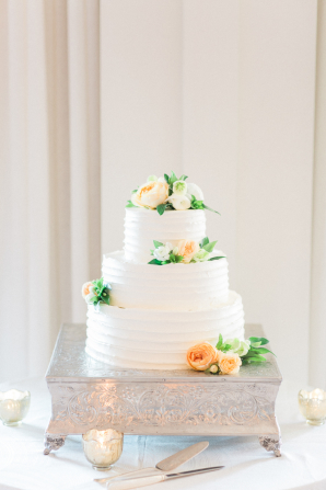 Petite Wedding Cake with Peach Flowers