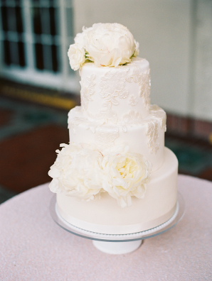 Wedding Cake with Appliques and Peonies