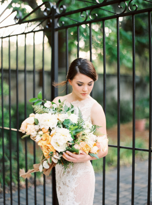 Bride with Yellow and Green Bouquet