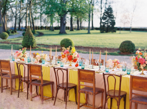 Pink and Yellow Wedding Table