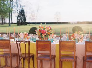 Yellow and Pink Wedding Table