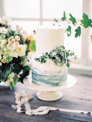 Blue and White Watercolor Wedding Cake