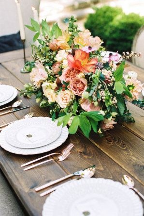 Coral Mauve and Green Centerpiece