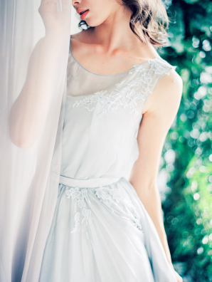Delicate Blue Silk Wedding Dress
