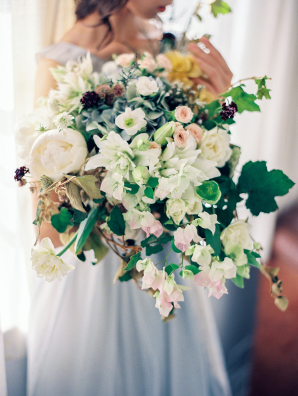 Lush Bouquet of Greenery and Peonies