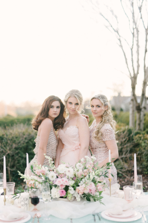 Champagne and Gold Bridesmaids Dresses