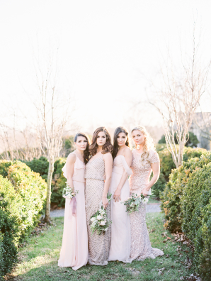 Mismatched Bridesmaids in Pink