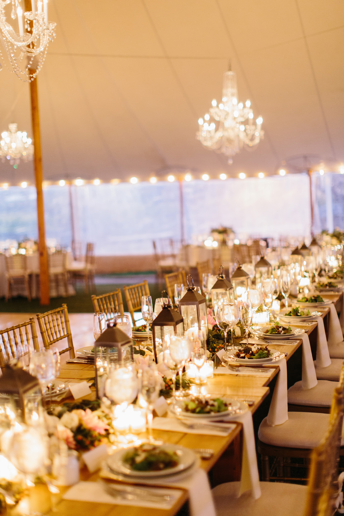 Tent Wedding with Lantern Centerpieces