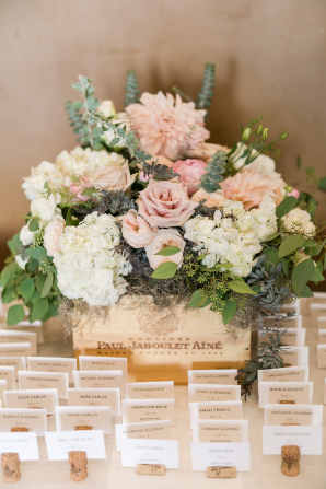 Blush and Ivory Escort Card Flowers