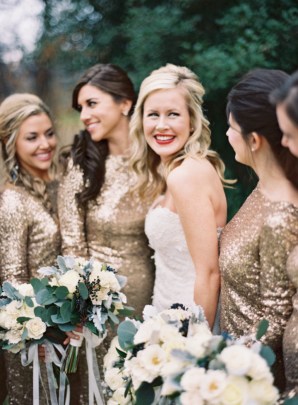 Bridesmaids in Gold Sequins