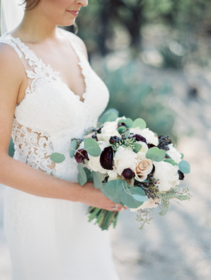 Burgundy and White Wedding Bouquet