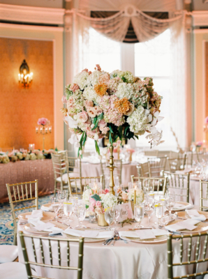 Elegant Coral and Gold Wedding Reception