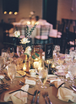 Gold and Green Candlelight Wedding Reception