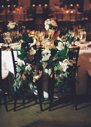 Greenery and Orchid Chair Decor for Wedding