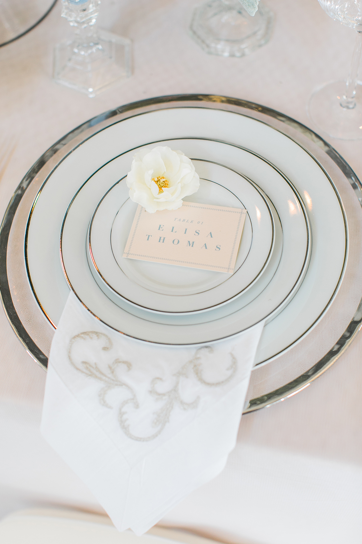 Place Setting in Silver and White