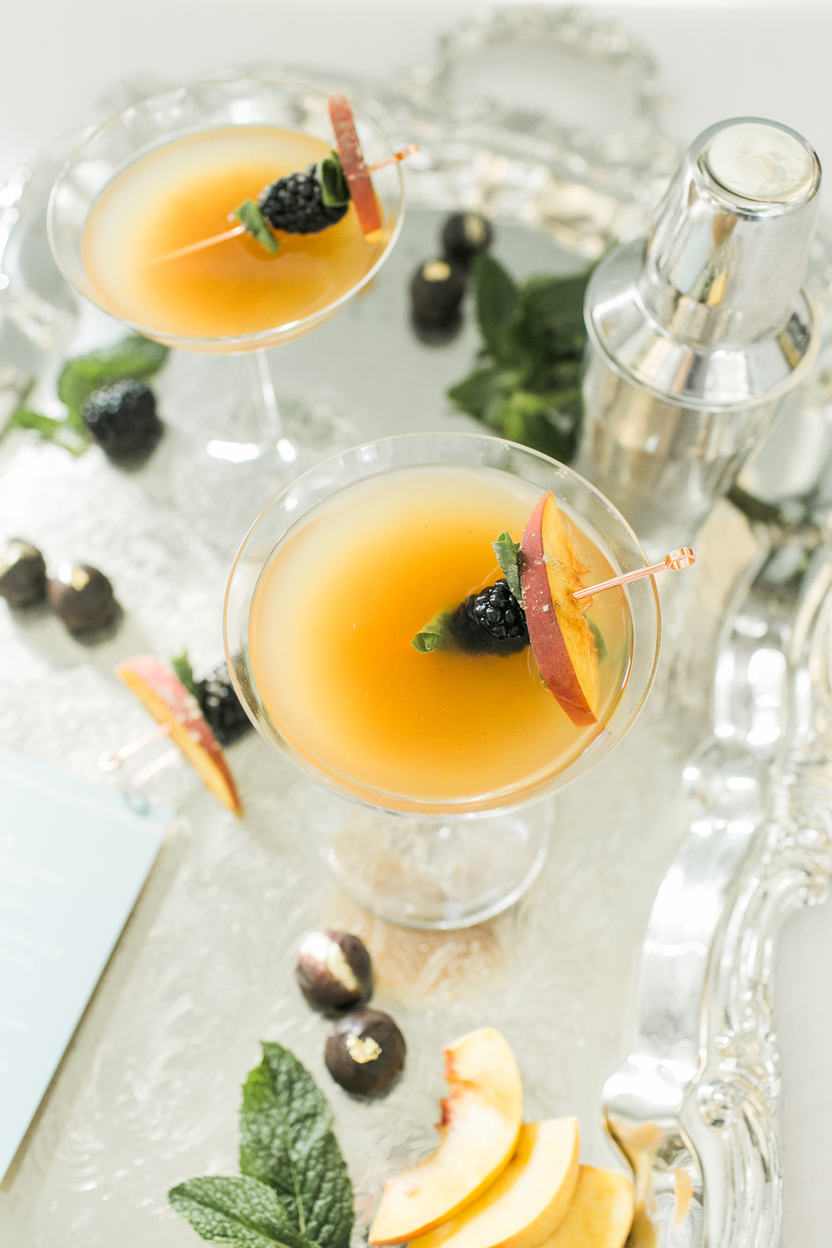 Wedding Cocktail with Peaches and Berries