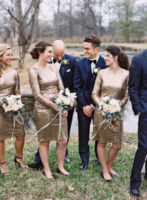 Wedding Party in Gold and Navy