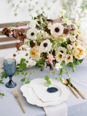 Blue Gold and Blush Wedding Table