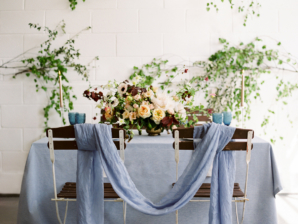 Blue Silk Draped Wedding Table