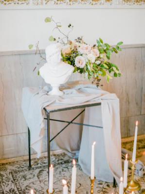Blue Silk and Taper Candle Wedding Decor