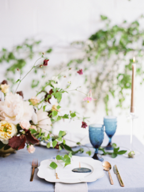 Blue and Copper Wedding Table