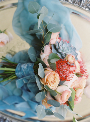Bouquet with Blue Ribbon