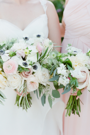 Bouquets of Blush and White Flowers