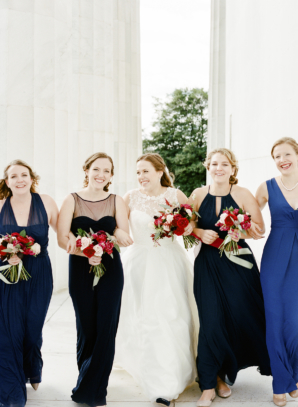 Bridesmaids in Blue and Navy