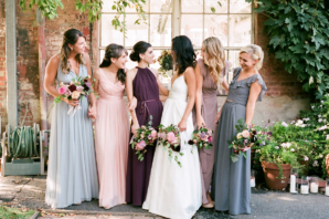 Bridesmaids in Blue and Purple