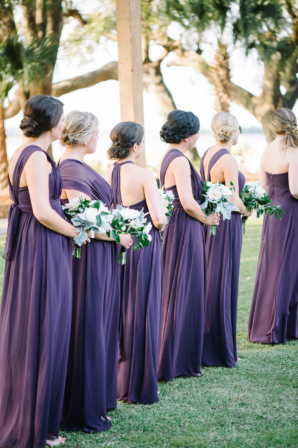Bridesmaids in Purple Jenny Yoo Gowns