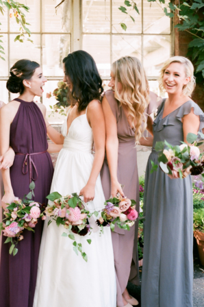 Bridesmaids in Purple and Blue