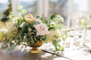Centerpiece with Greenery and Roses
