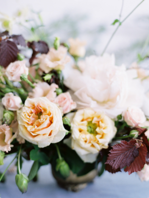 Elegant Apricot and Burgundy Wedding Flowers