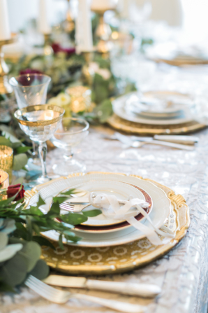 Gold and Burgundy Place Setting