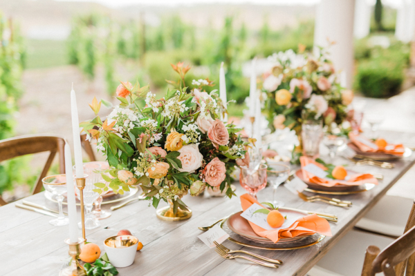 Green and Peach Wedding Table