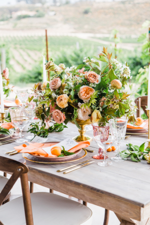 Peach and Amber Wedding Table