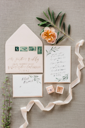 Peach and Green Wedding Invitations