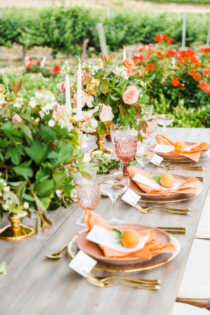 Peach and Green Winery Wedding