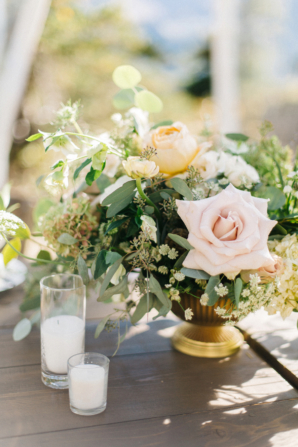 Pink Rose and Greenery Centerpiece