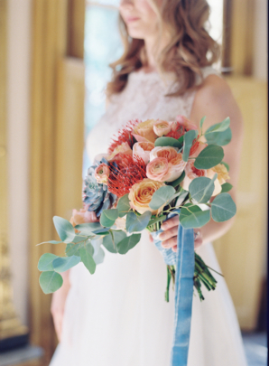 Red and Peach Bridal Bouquet
