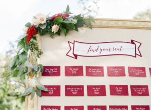 Red and White Wedding Seating Chart
