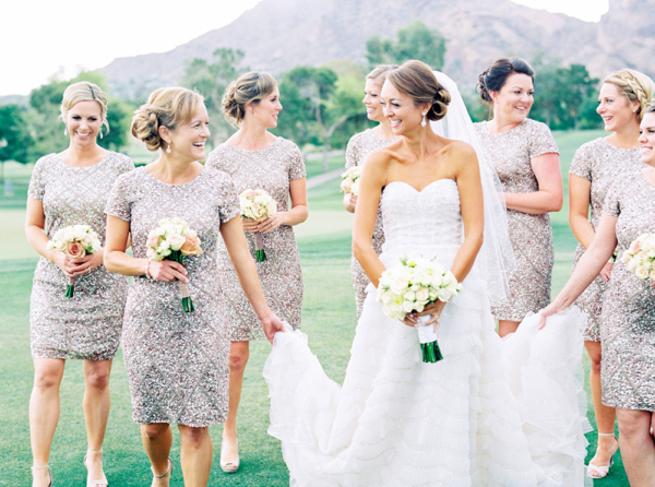 Sequin Short Sleeve Bridesmaid Dresses