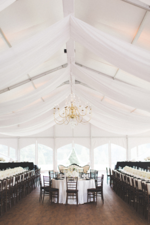 Tented White and Black Wedding Reception
