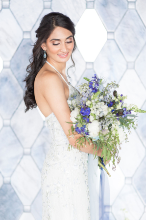 Bride in Beaded Davids Bridal Gown